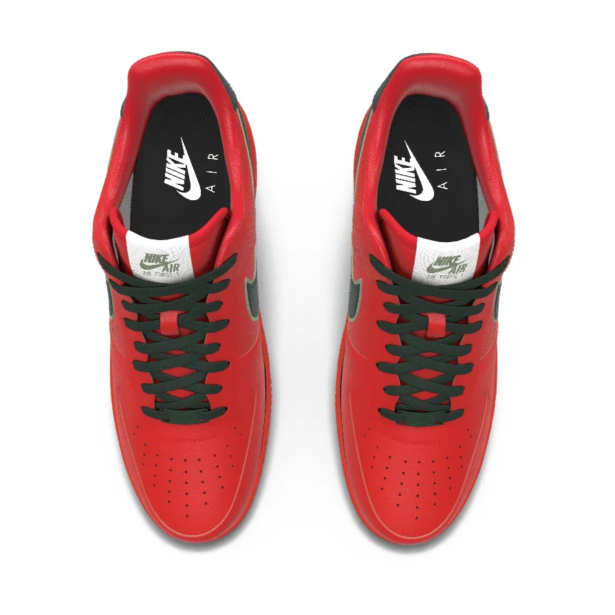 Steve Aoki Shoes Asics $195 NIB NEW Mens NIKE Air Force 1 Low Christmas Red Leather Custom BB Shoes