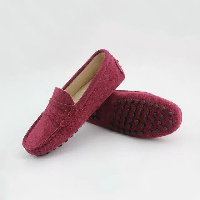 2017 Shoes Women 100% Genuine Leather Women Flat Shoes Casual Loafers Slip On Women's Flats Shoes Moccasins Lady Driving Shoes Double Chocolate Leather Loafers