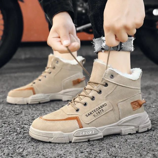 Skechers Sneakers Shoes 2021 Autumn New High Top Work Shoes for Men Platform Ankle Boots Fashion Quality Martin Boots Outdoor Booties Zapatos De Hombre