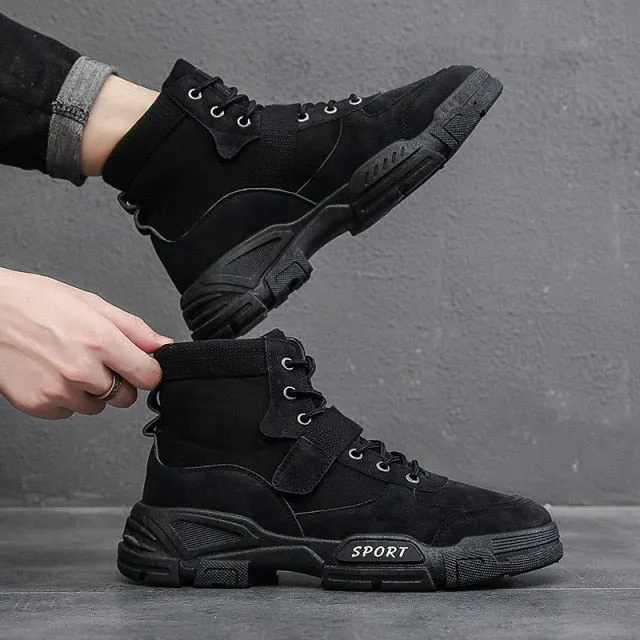 Canvas And Sneakers 2021 Autumn New High Top Work Shoes for Men Platform Ankle Boots Fashion Quality Martin Boots Outdoor Booties Zapatos De Hombre