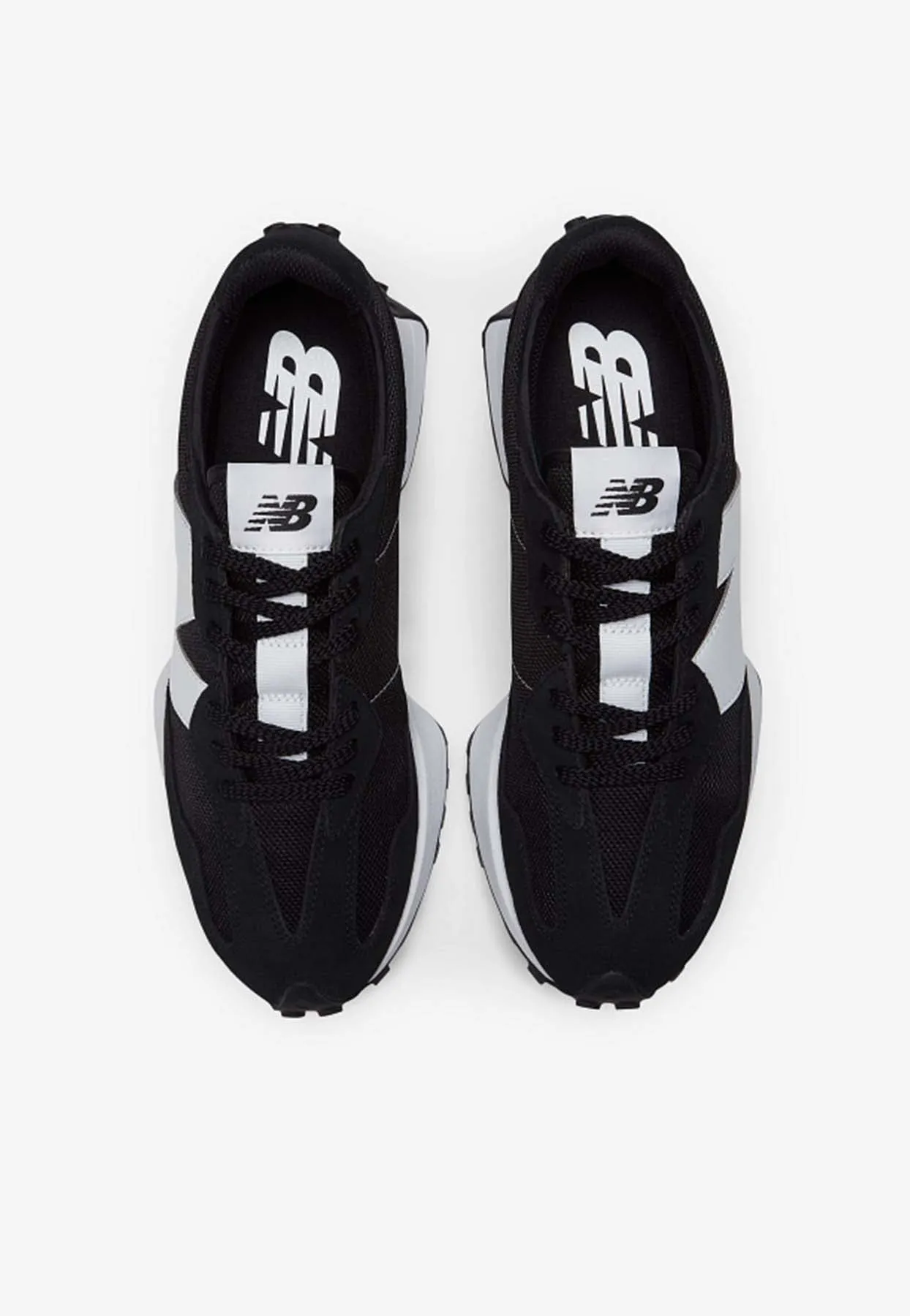 327 Low-Top Sneakers in Black with White New Balance Retro Shoes Womens