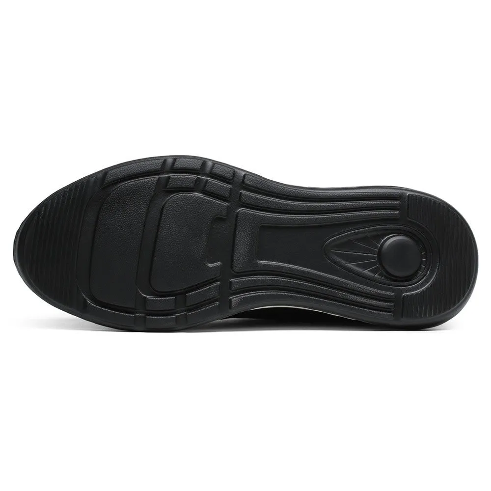 Sneakers Shoes High Top 6 CM 2.36 Inches CMR CHAMARIPA Height Increasing Shoes Elevated Casual Black Leather Sneakers - Men's Height Increasing Shoes