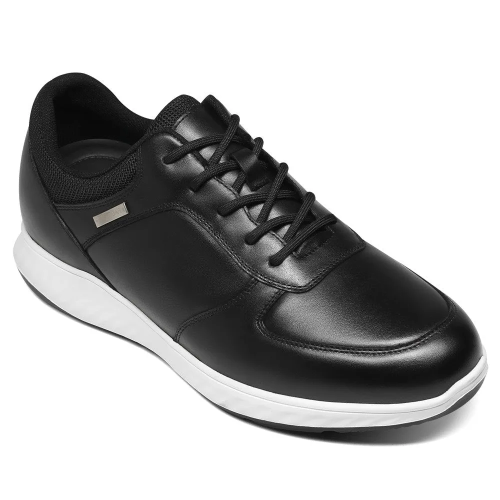 6 CM 2.36 Inches CMR CHAMARIPA Height Increasing Shoes Elevated Casual Black Leather Sneakers - Men's Height Increasing Shoes Anta Sneakers