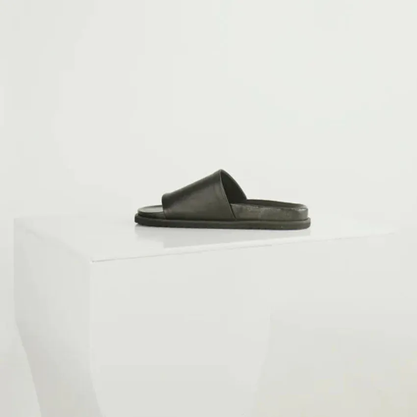 Abe Leather Slippers - Black Fitory Slippers