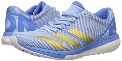 adidas Women's Adizero Boston 8 Running Shoe, Glow Blue/Gold Metallic/Real Blue, 6 M US Adidas Tabi Shoes