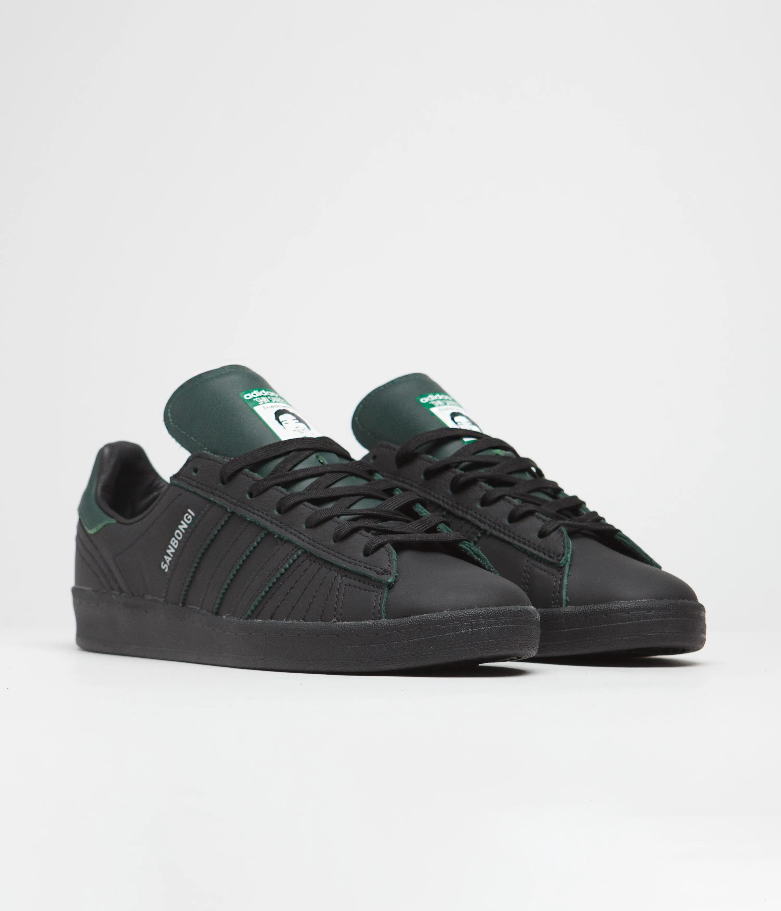 Adidas x Shin Sanbongi Campus Adv Shoes - Core Black / Core Black / Collegiate Green Light Adidas Basketball Shoes