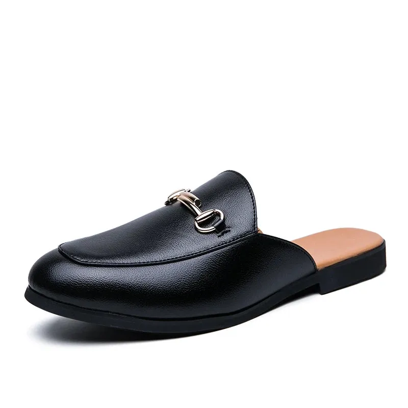 Mou Campfire Slitters Aidase Summer Men Black Half Shoes Breathable Slip-on Half Slippers Man Outdoor Buckle Mules Lightweight Anti-slip Comfy Casual Shoes