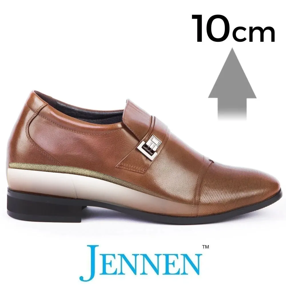 Mr. Janacek Brown | 10cm Taller - Cuban Heel Men's Elevator Shoes Georgia Athens Work Boots