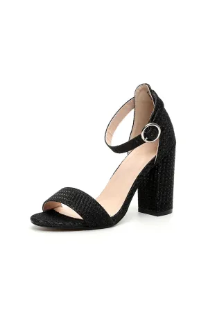 Outdoor Patent Leather Suede Peep Toe Chunky Heel Shoes With Buckle Barefoot Shoes Sandals