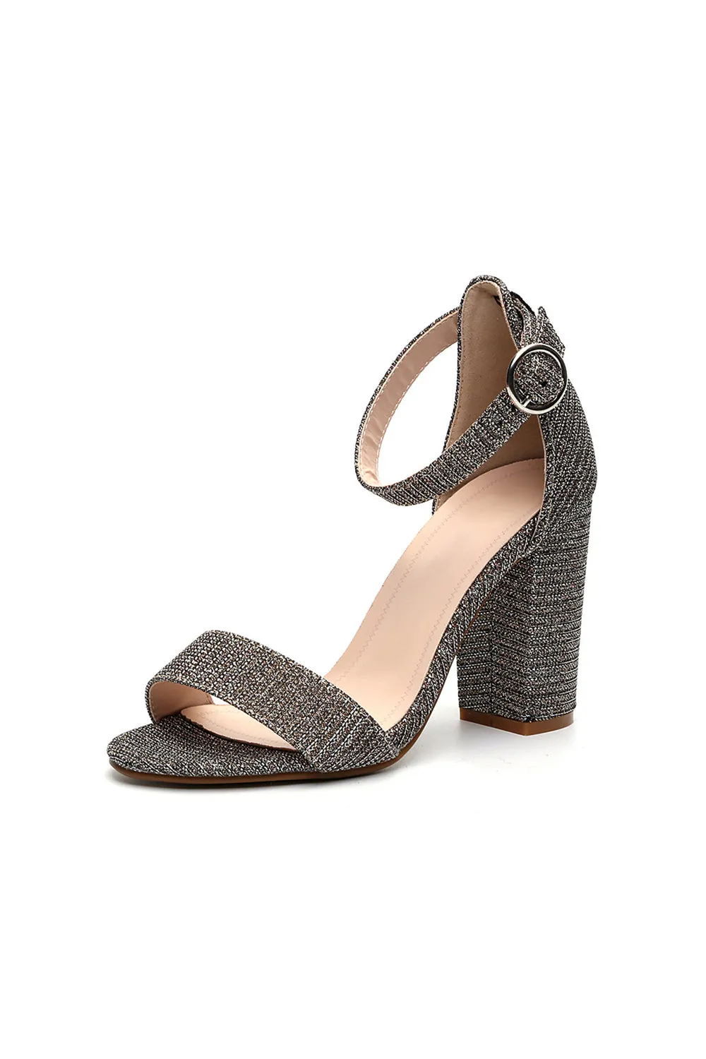 Outdoor Patent Leather Suede Peep Toe Chunky Heel Shoes With Buckle Heeled Sandals