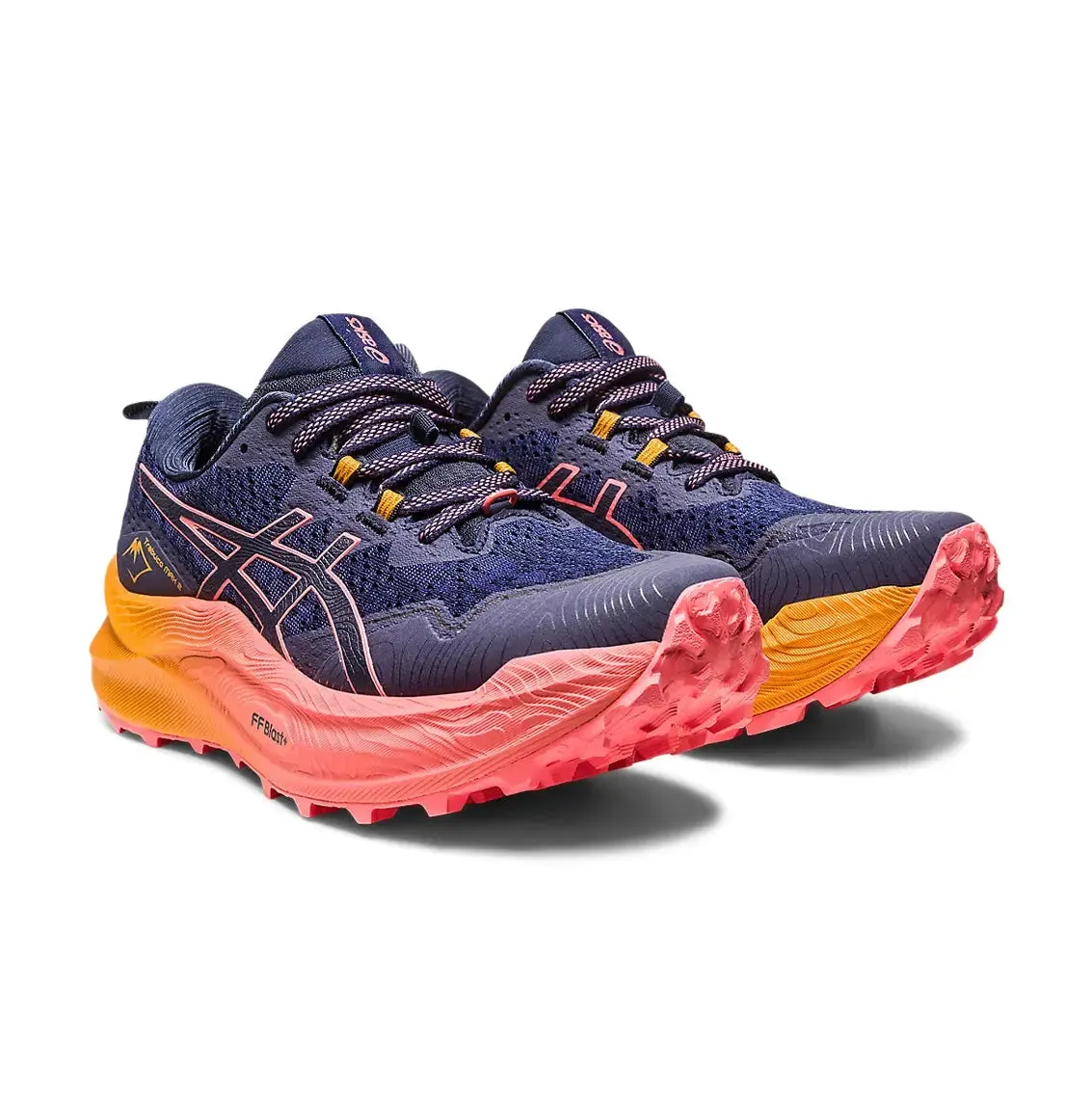 Womens ASICS Trabuco Max 2 - Midnight / Papaya Leather Asics Running Shoes