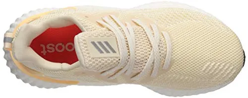 Adidas X Speedportal 4 Indoor Soccer Shoes adidas Women's Alphaboost Running Shoe, Ecru Tint/Silver Metallic/Glow Orange, 9.5 M US
