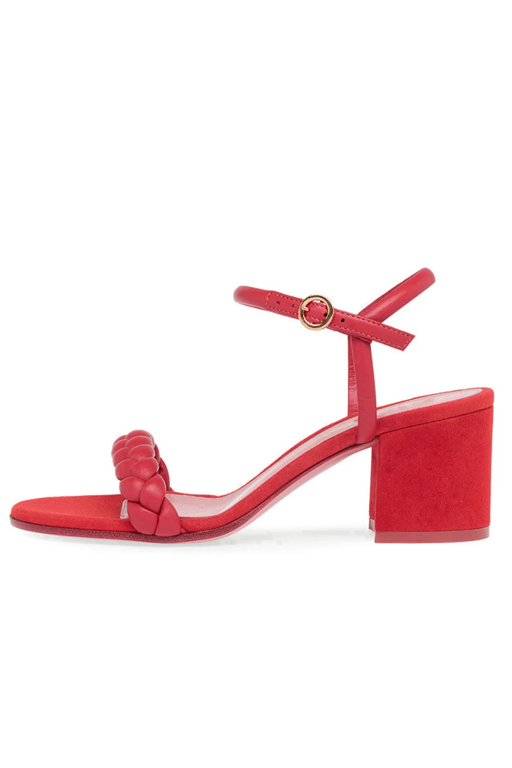 Party Peep Toe Chunky Heel Evening Shoes With Buckle Braided Strap Midform Sandals