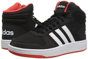 adidas Unisex Hoops 2.0 Basketball Shoe, black/white/red, 4 M US Big Kid Adidas Latest Shoes