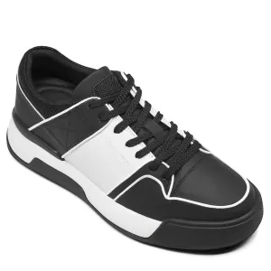 7CM / 2.76 Inches CMR CHAMARIPA Black Leather Sneakers - Boost Your Height with 2.76 Inches - Stylish Casual Elevator Shoes for Men Winterized Sneakers