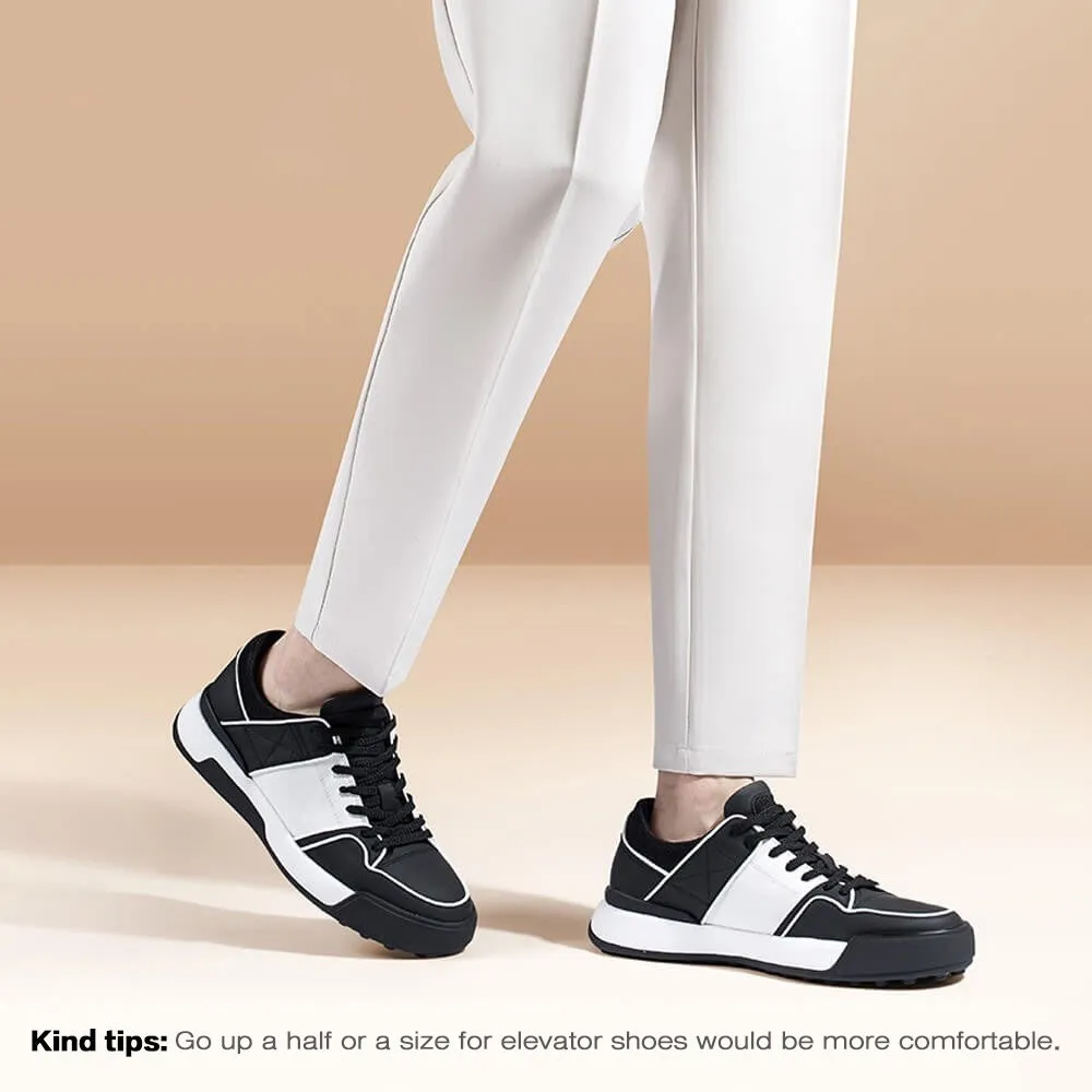 Best Support Sneakers For Walking 7CM / 2.76 Inches CMR CHAMARIPA Black Leather Sneakers - Boost Your Height with 2.76 Inches - Stylish Casual Elevator Shoes for Men