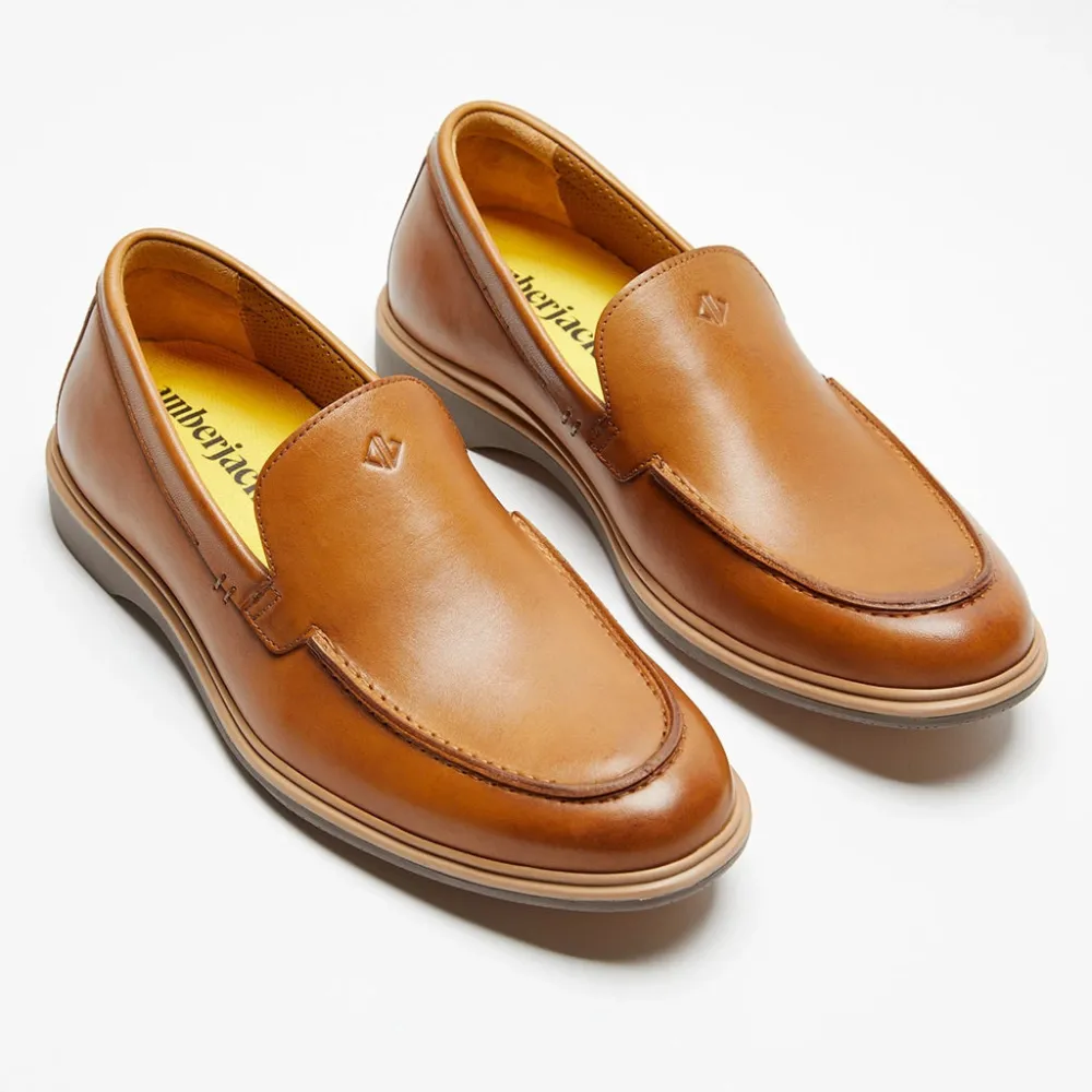 Amberjack The Loafer Honey Leather Loafer (Men's) Flat Feet Athletic Shoes