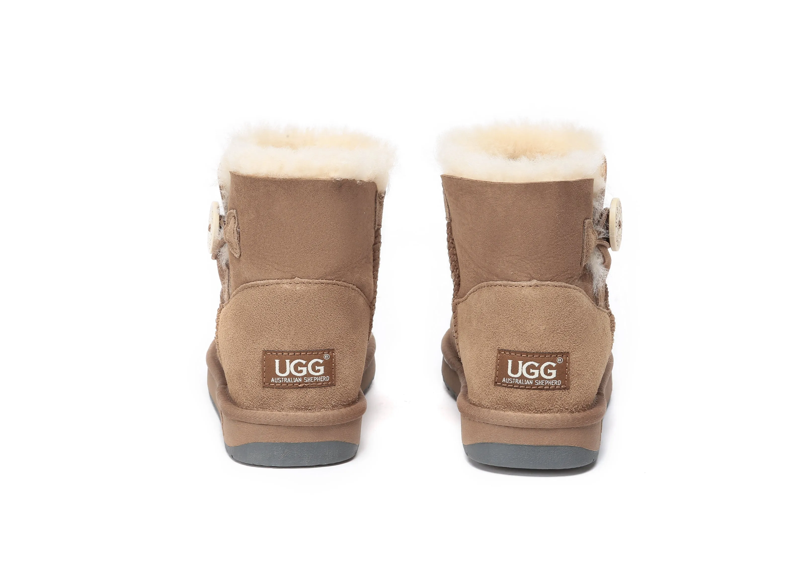 AUSTRALIAN SHEPHERD UGG Boots Double Face Sheepskin Wool Mini Button Mouse Slippers