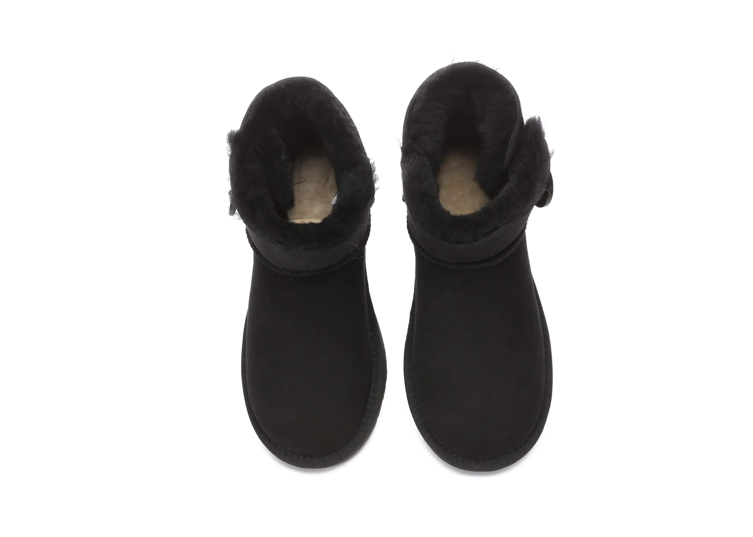 Happyfeet Slippers AUSTRALIAN SHEPHERD UGG Boots Double Face Sheepskin Wool Mini Button