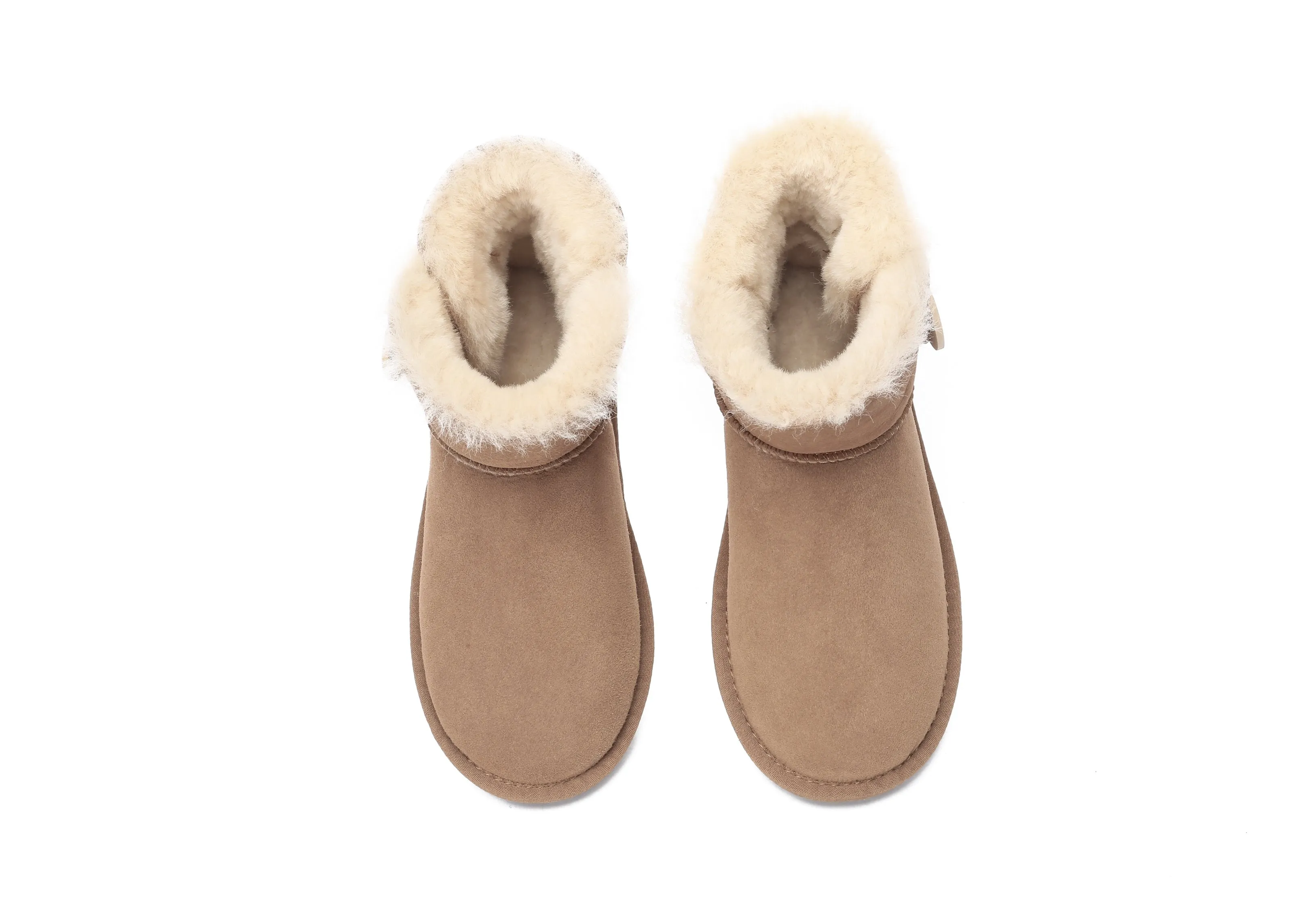 AUSTRALIAN SHEPHERD UGG Boots Double Face Sheepskin Wool Mini Button Winter Indoor Slippers