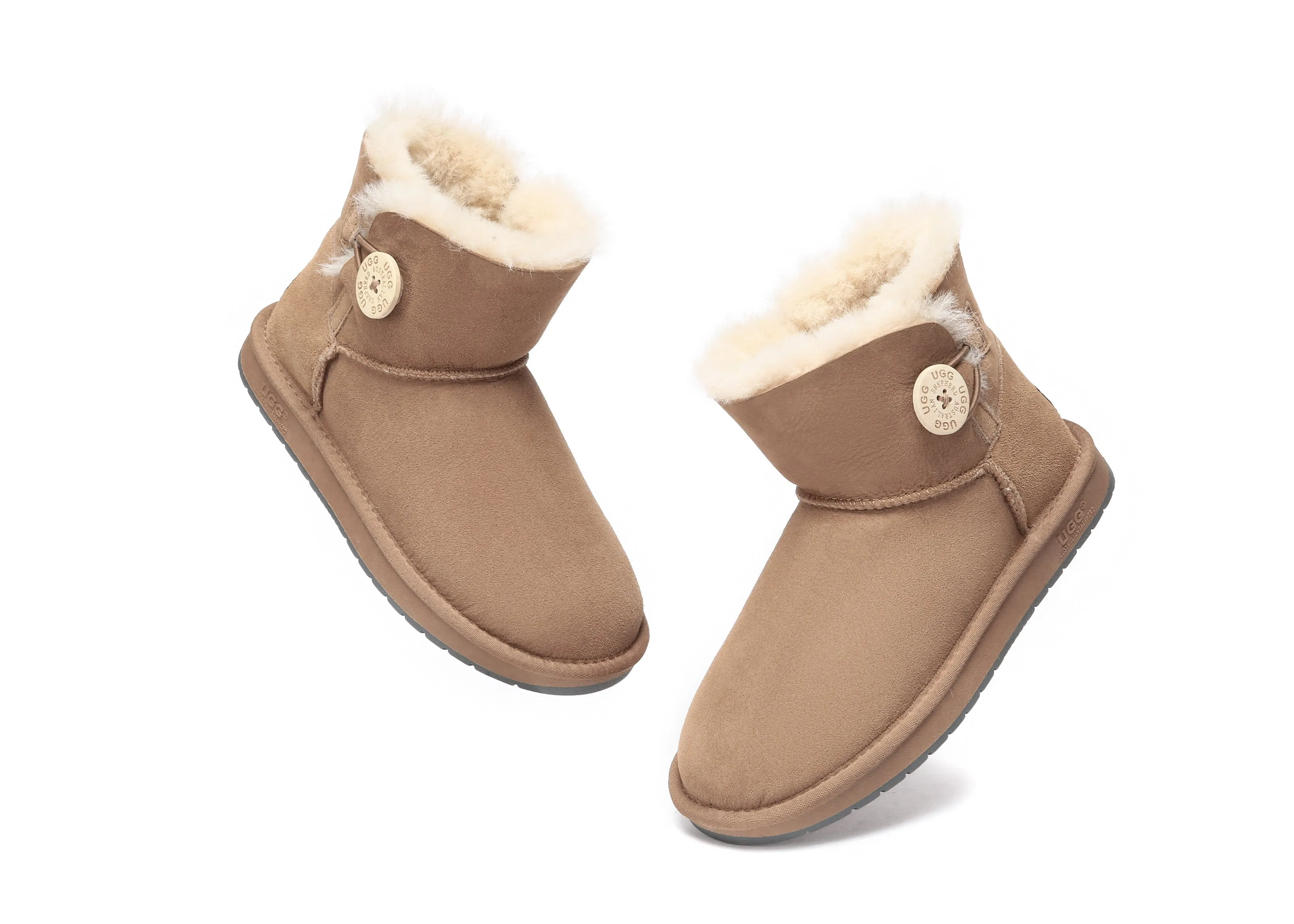 Nail Polish Ballet Slippers AUSTRALIAN SHEPHERD UGG Boots Double Face Sheepskin Wool Mini Button