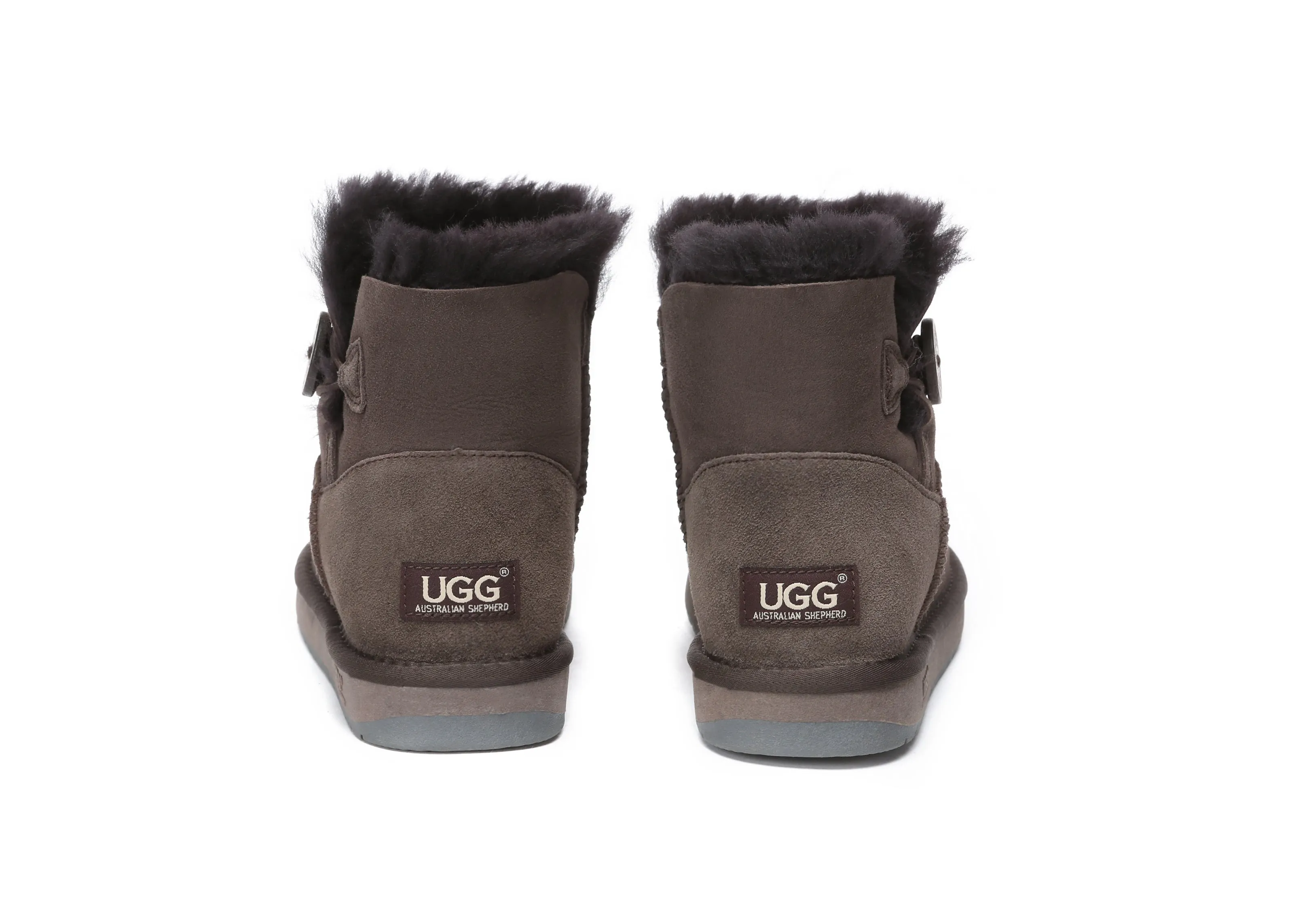 AUSTRALIAN SHEPHERD UGG Boots Double Face Sheepskin Wool Mini Button Sherpa Slides