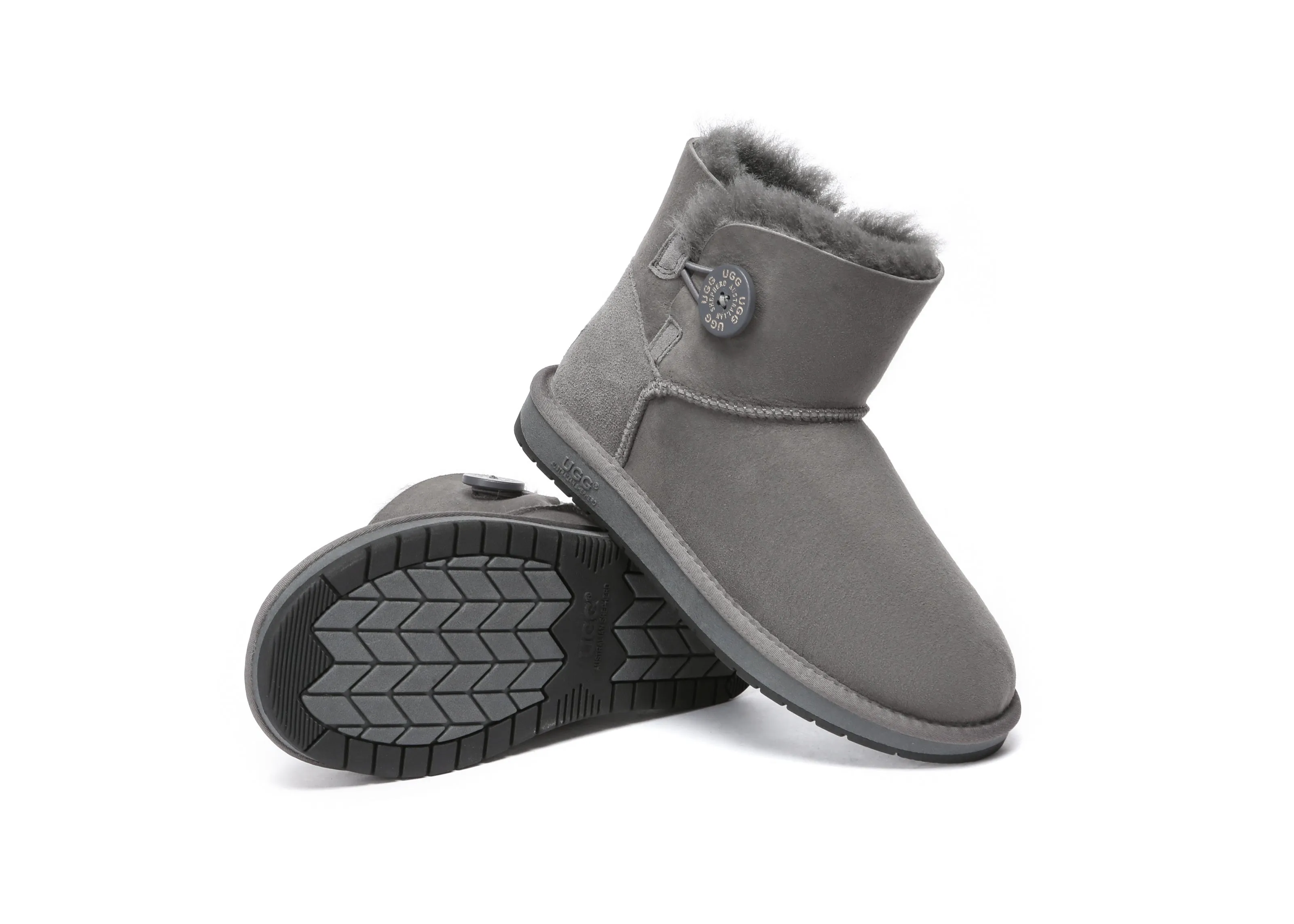 The Gathering Slippers AUSTRALIAN SHEPHERD UGG Boots Double Face Sheepskin Wool Mini Button