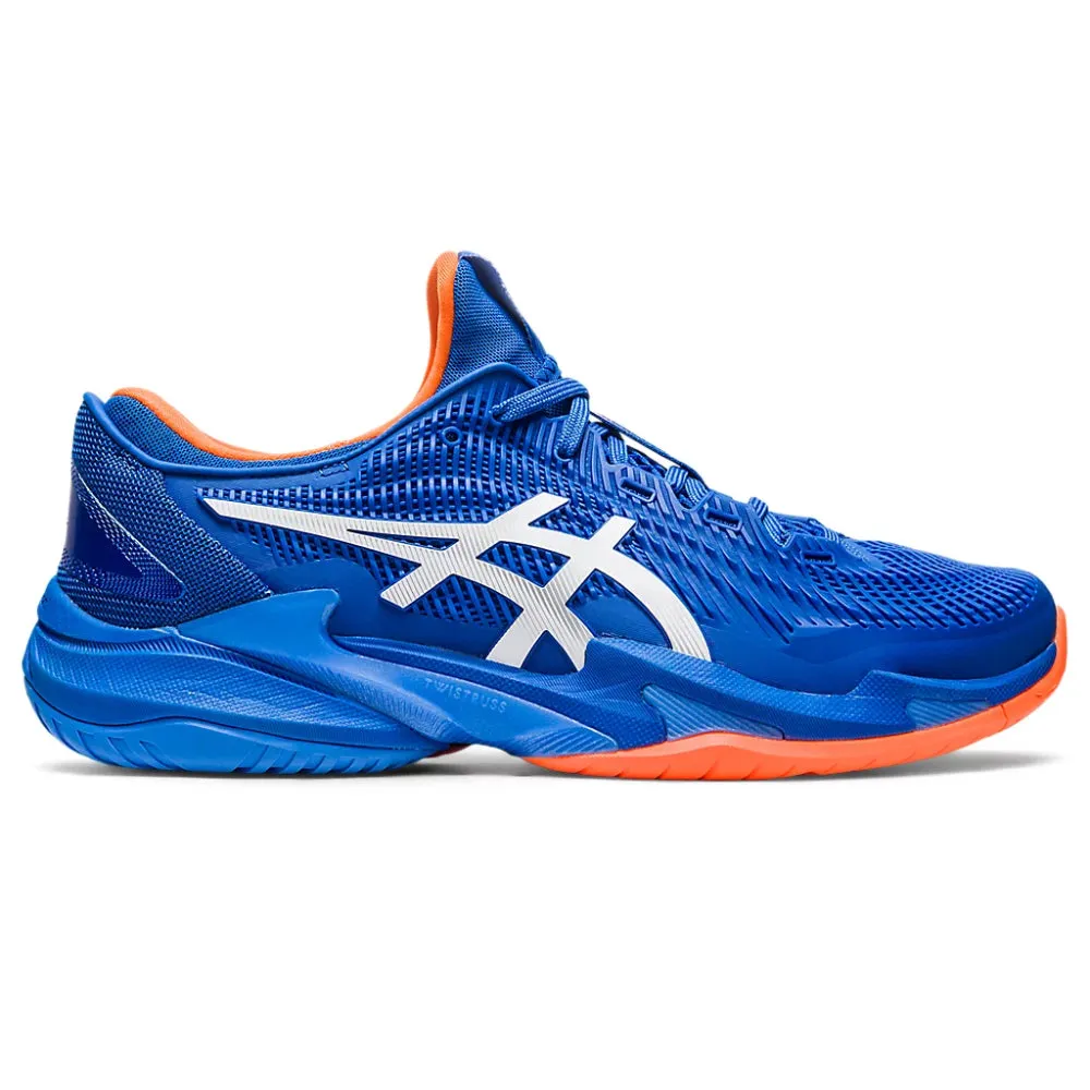 Asics Shoes Badminton ASICS Men's Court FF 3 Novak Tennis Shoe (Tuna Blue/Orange)