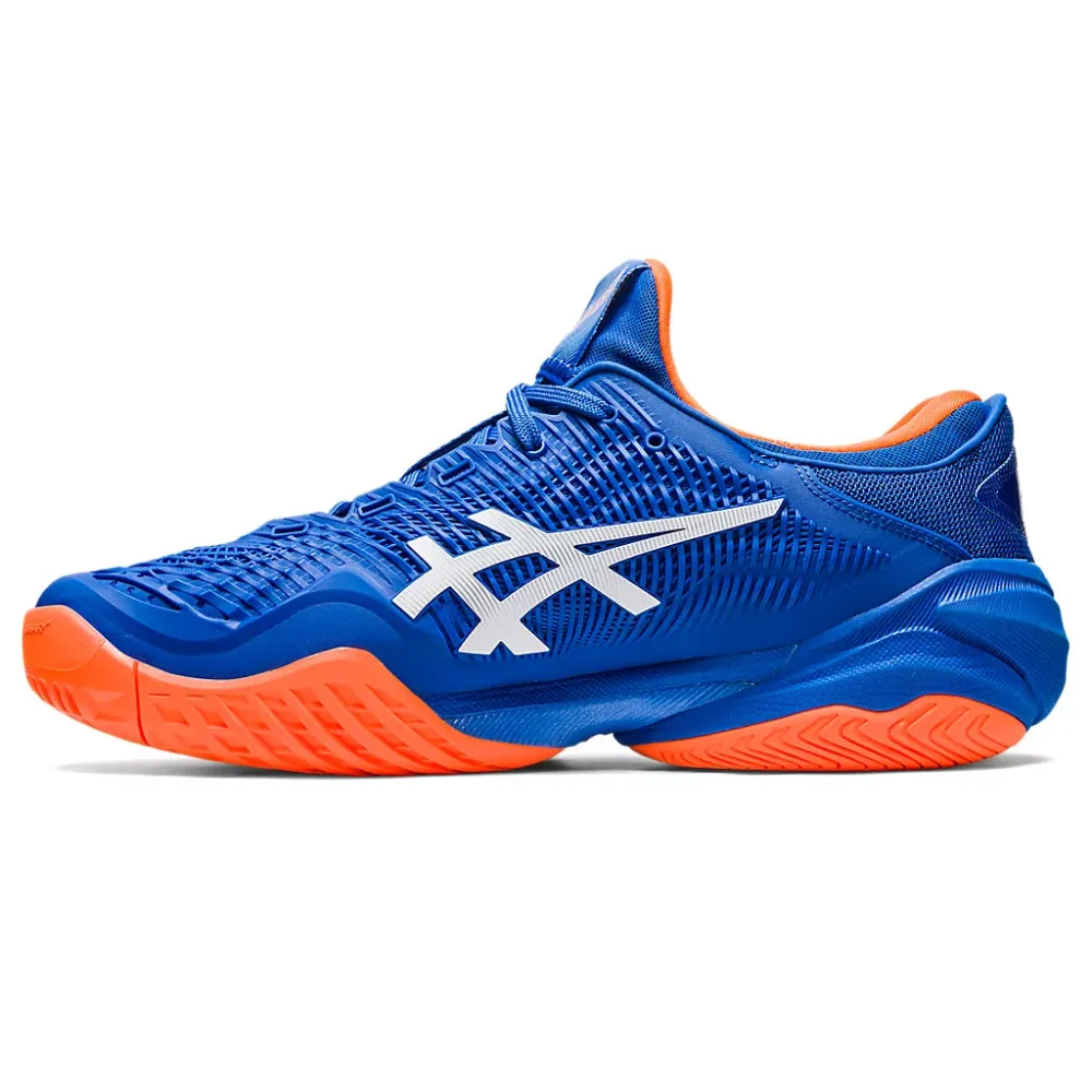 Latest Asics Running Shoes 2025 ASICS Men's Court FF 3 Novak Tennis Shoe (Tuna Blue/Orange)