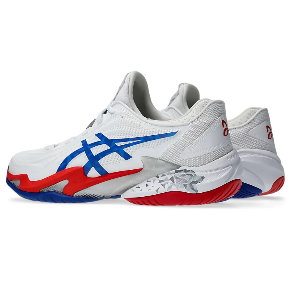 Asic Trail Running Shoes ASICS Men's Court FF 3 Novak Tennis Shoe (White/Asics Blue)