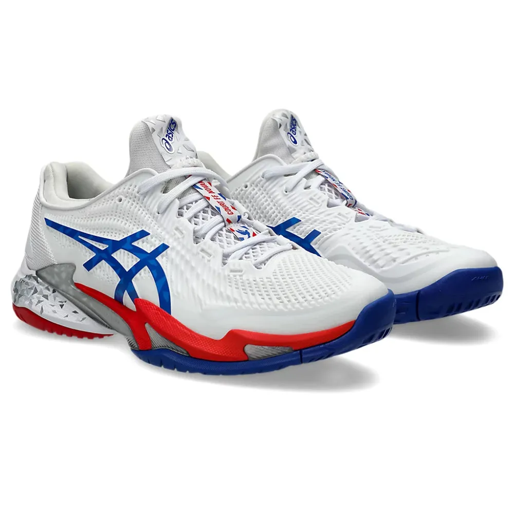 ASICS Men's Court FF 3 Novak Tennis Shoe (White/Asics Blue) Asics Volleyball Shoes Hk