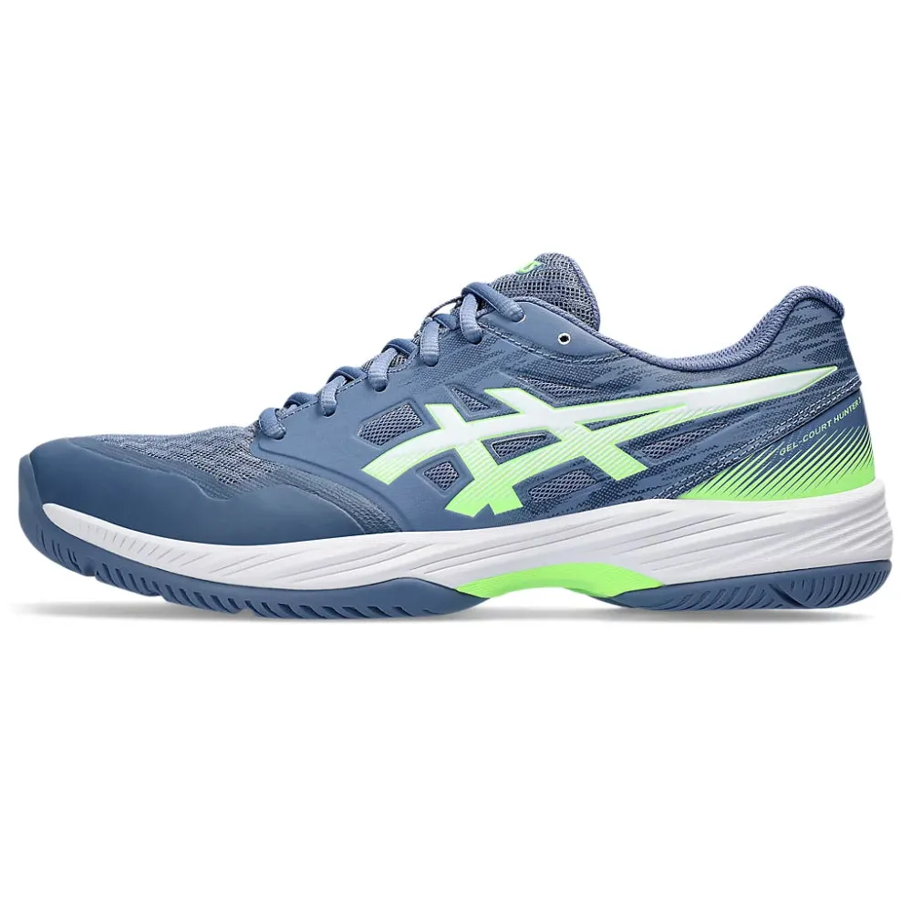 Netball Shoes Asics Junior ASICS Men's Gel-Court Hunter 3 Badminton Shoe (Denim Blue/Lime Burst)