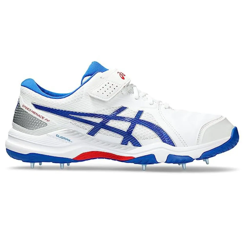 Asics Nimbus Running Shoes ASICS Men's Speed Menace FF Cricket Shoe (White/Tuna Blue)