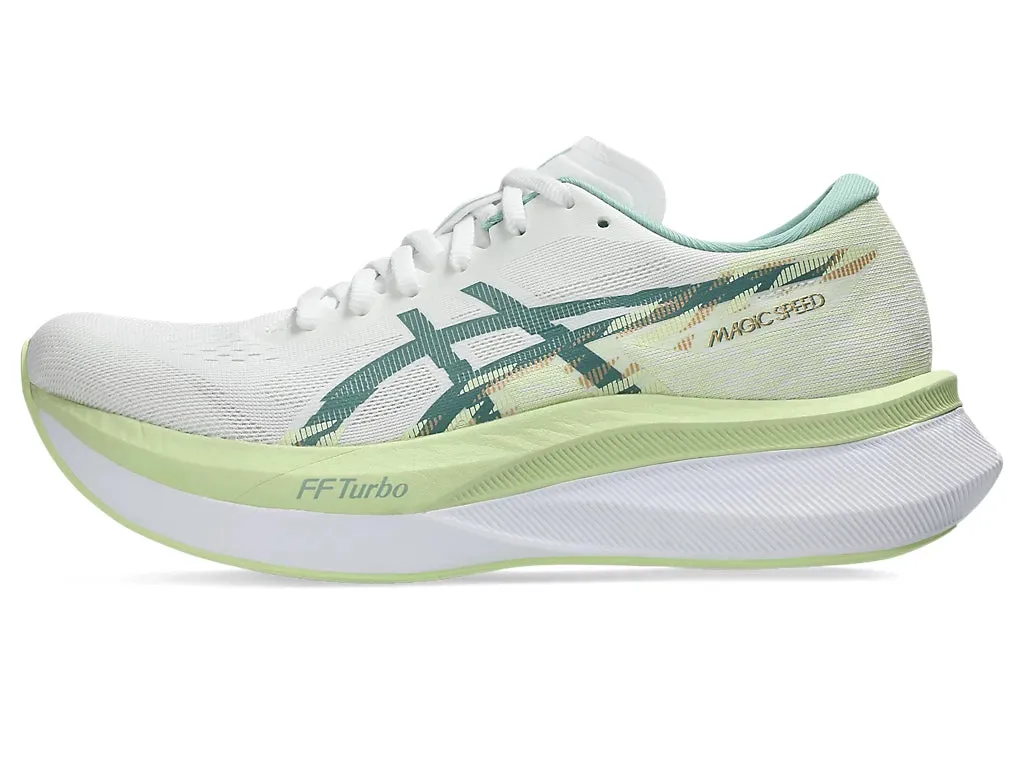 Asics Women's MAGIC SPEED 4 Running Shoes in White/Celadon Best Underpronation Running Shoes