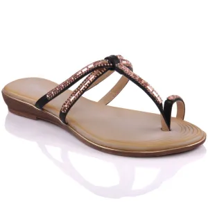 Womens Rodhea Embellished Flat Summer Slippers Slides Reactx