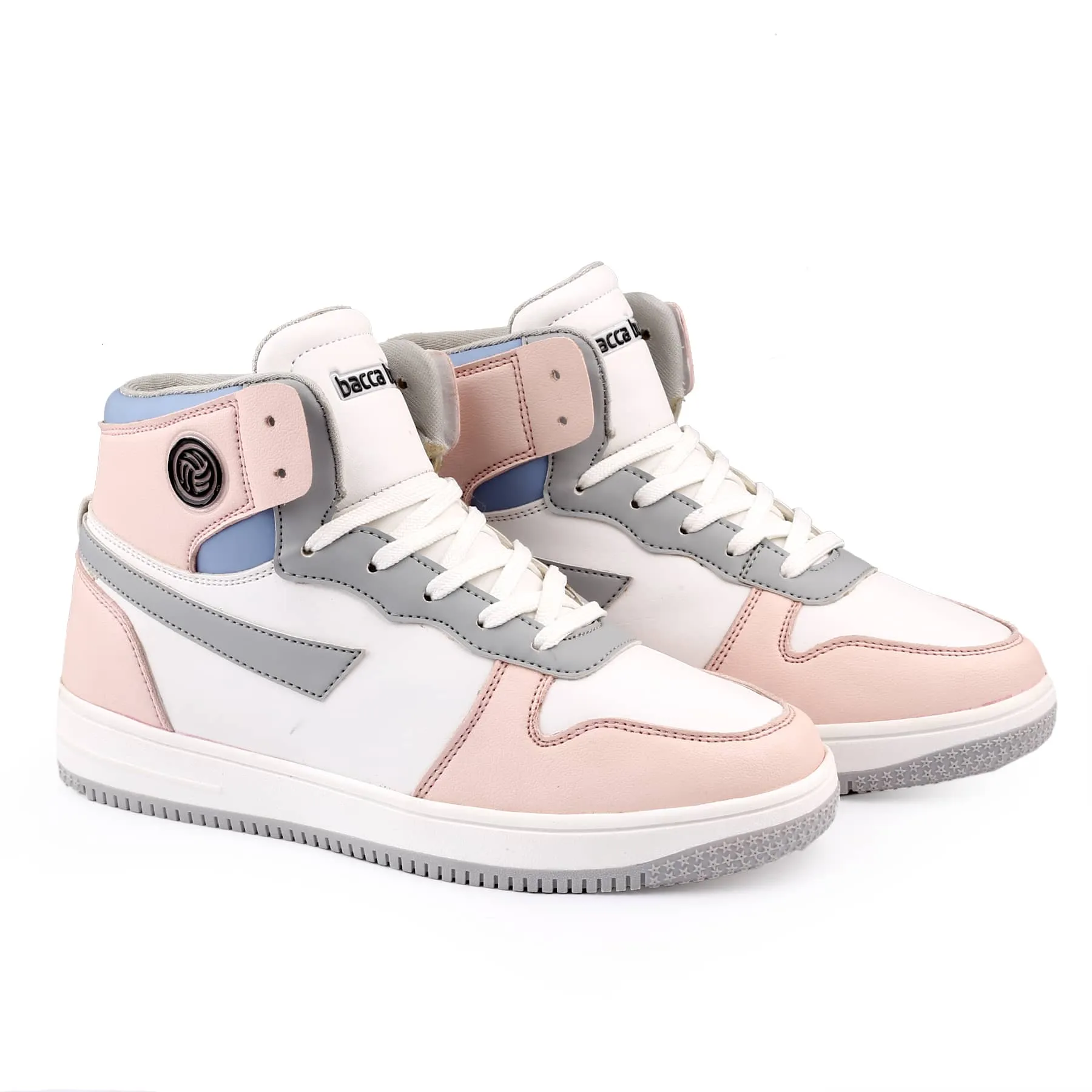 Kona Sneakers Bacca Bucci Femme High-Top Harmony SneakersElegant Pastel Blue and Pink Women's Lace-Ups