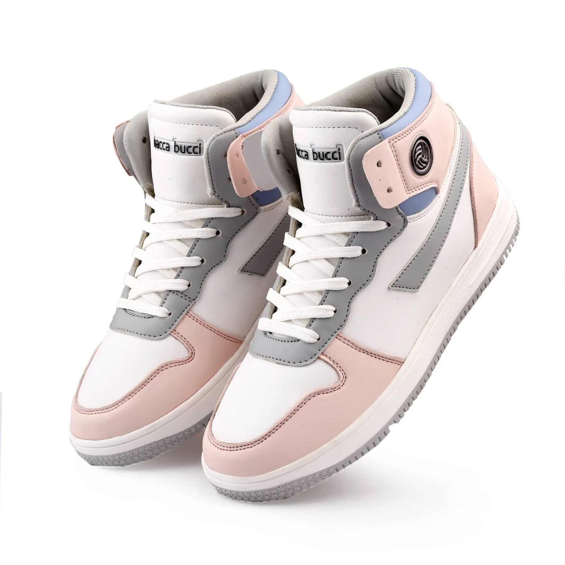 Bacca Bucci Femme High-Top Harmony SneakersElegant Pastel Blue and Pink Women's Lace-Ups Rick And Morty Sneakers