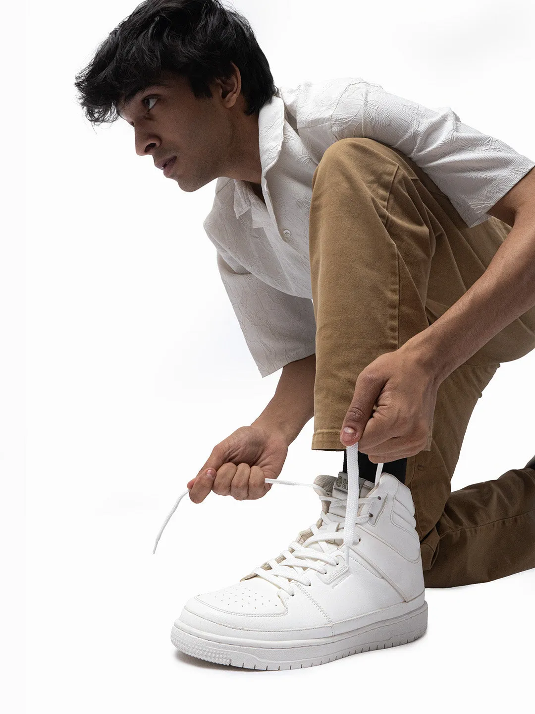 White Leather Sneakers Bacca Bucci Gourmet Collection: High-Top Sneakers Inspired by Dessert Indulgence
