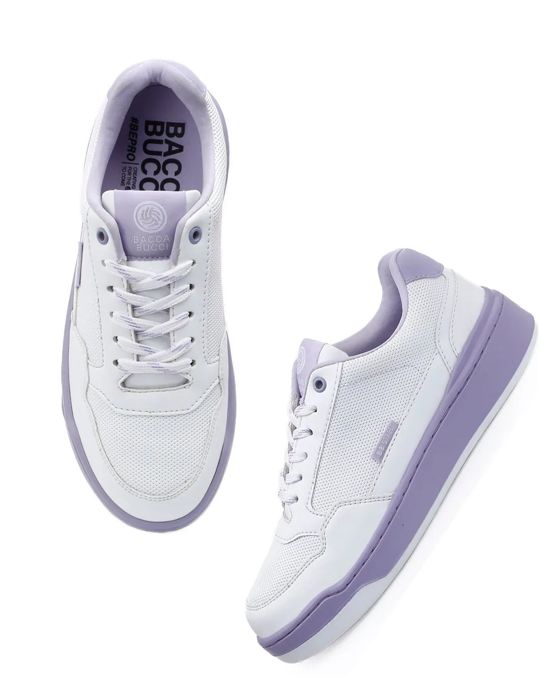 Square Toe Sneakers Bacca Bucci Womens Vibe City Sneakers  Lavender and Blush Pink