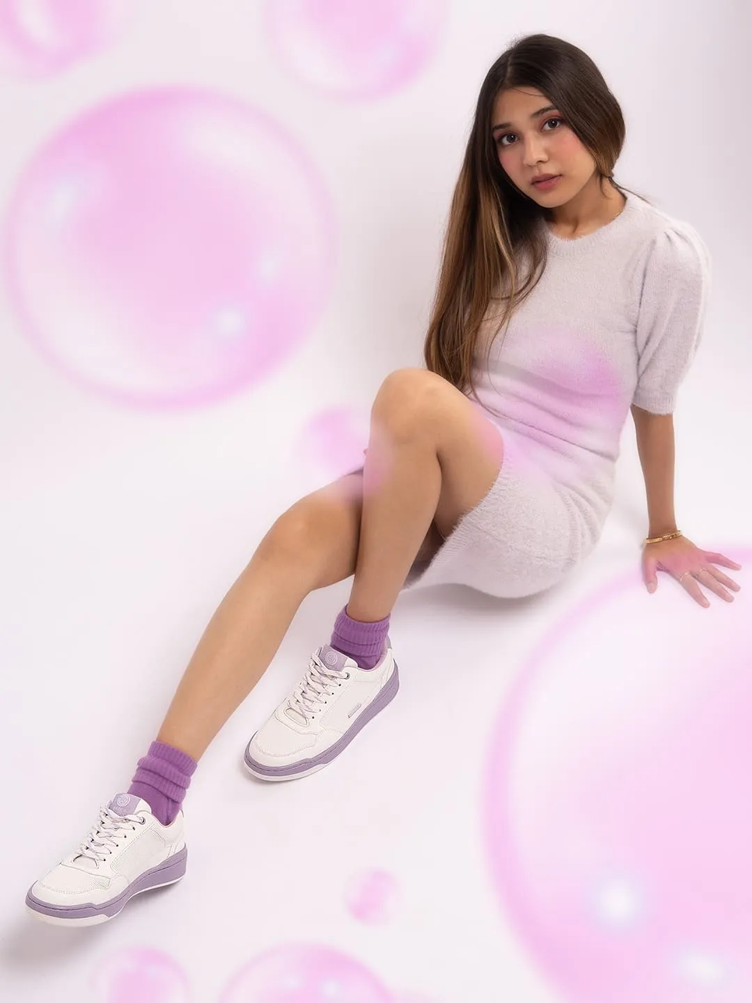 Bacca Bucci Womens Vibe City Sneakers  Lavender and Blush Pink Wave Sneakers