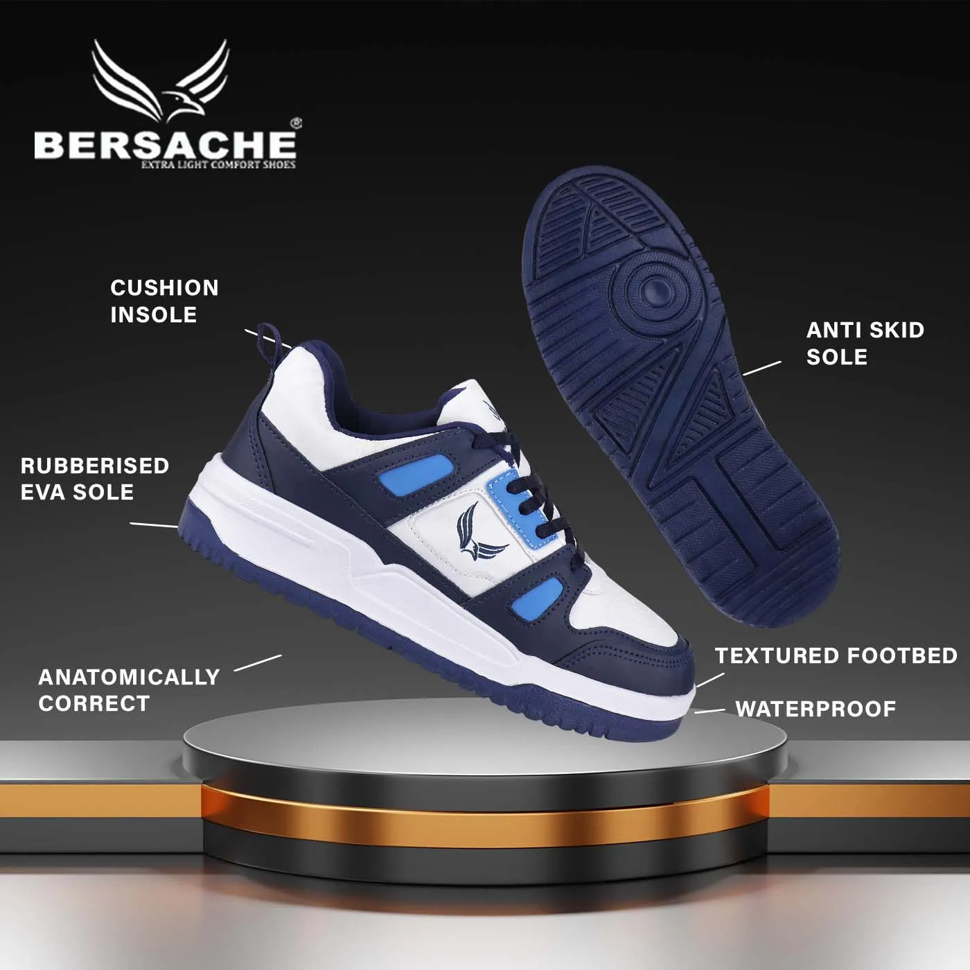 Bersache Premium Sports ,Gym, Trending Stylish Running Shoes For Men (9167-White) Discontinued Slippers Clearance Sale