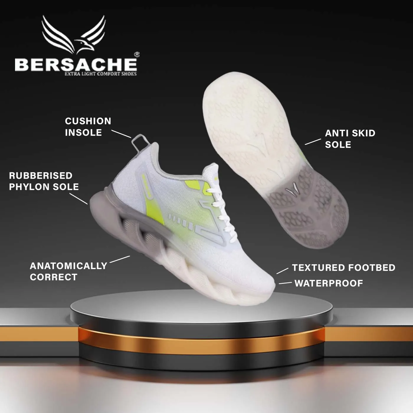 Bersache Premium Sports ,Gym, Trending Stylish Running Shoes For Men (9171-Grey) Boutique Slippers