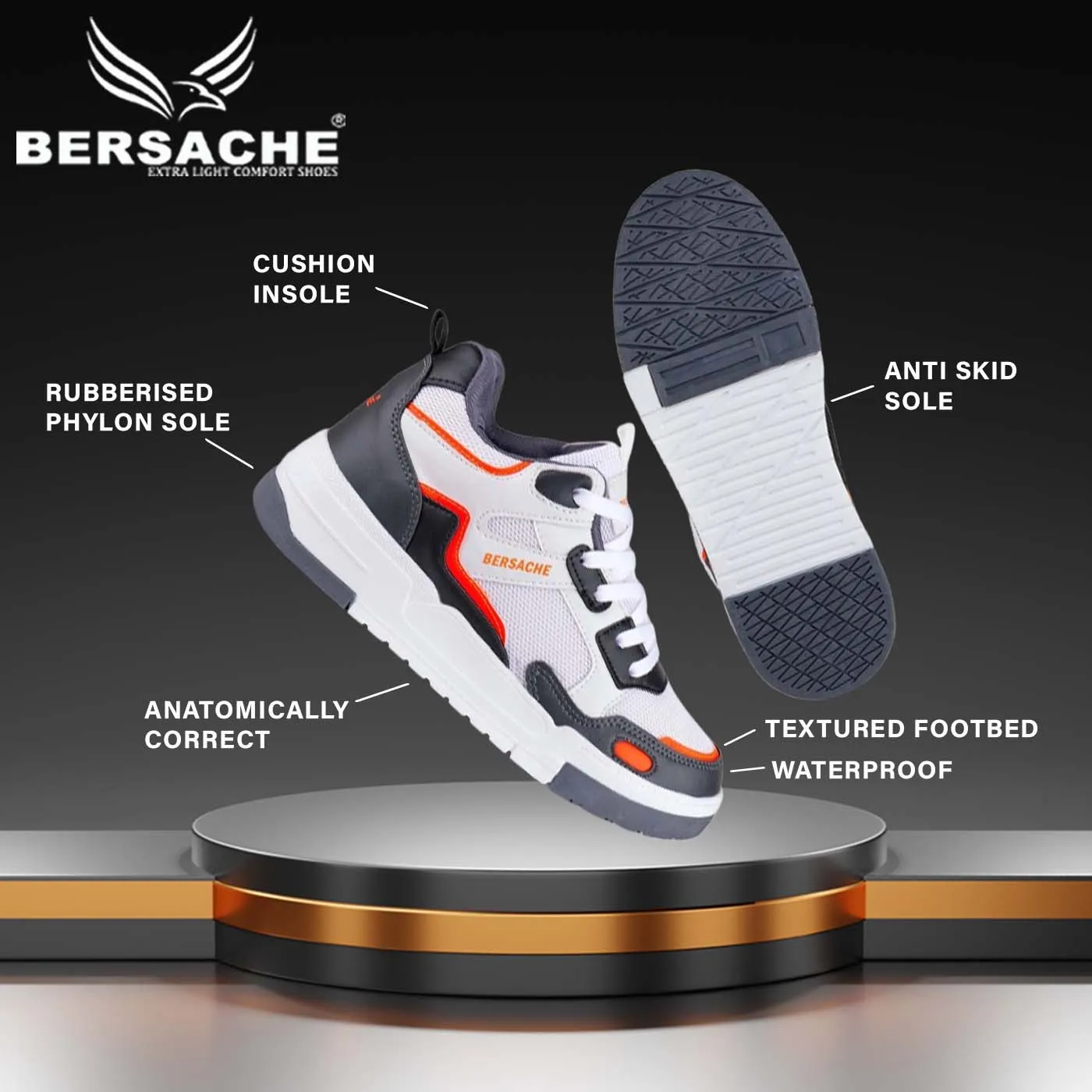 Bersache Premium Sports ,Gym, Trending Stylish Running Shoes For Men (9177-White) Easy Knitted Slippers Pattern Free
