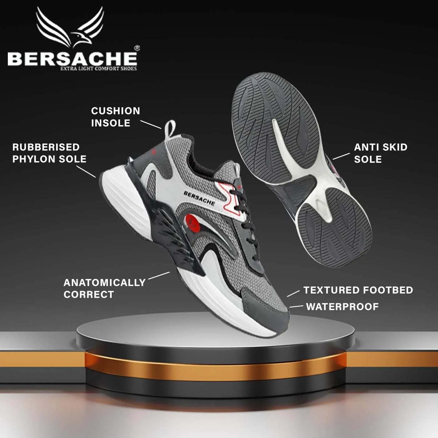 Truck Slippers Bersache Premium Sports ,Gym, Trending Stylish Running Shoes For Men (9181)-Black