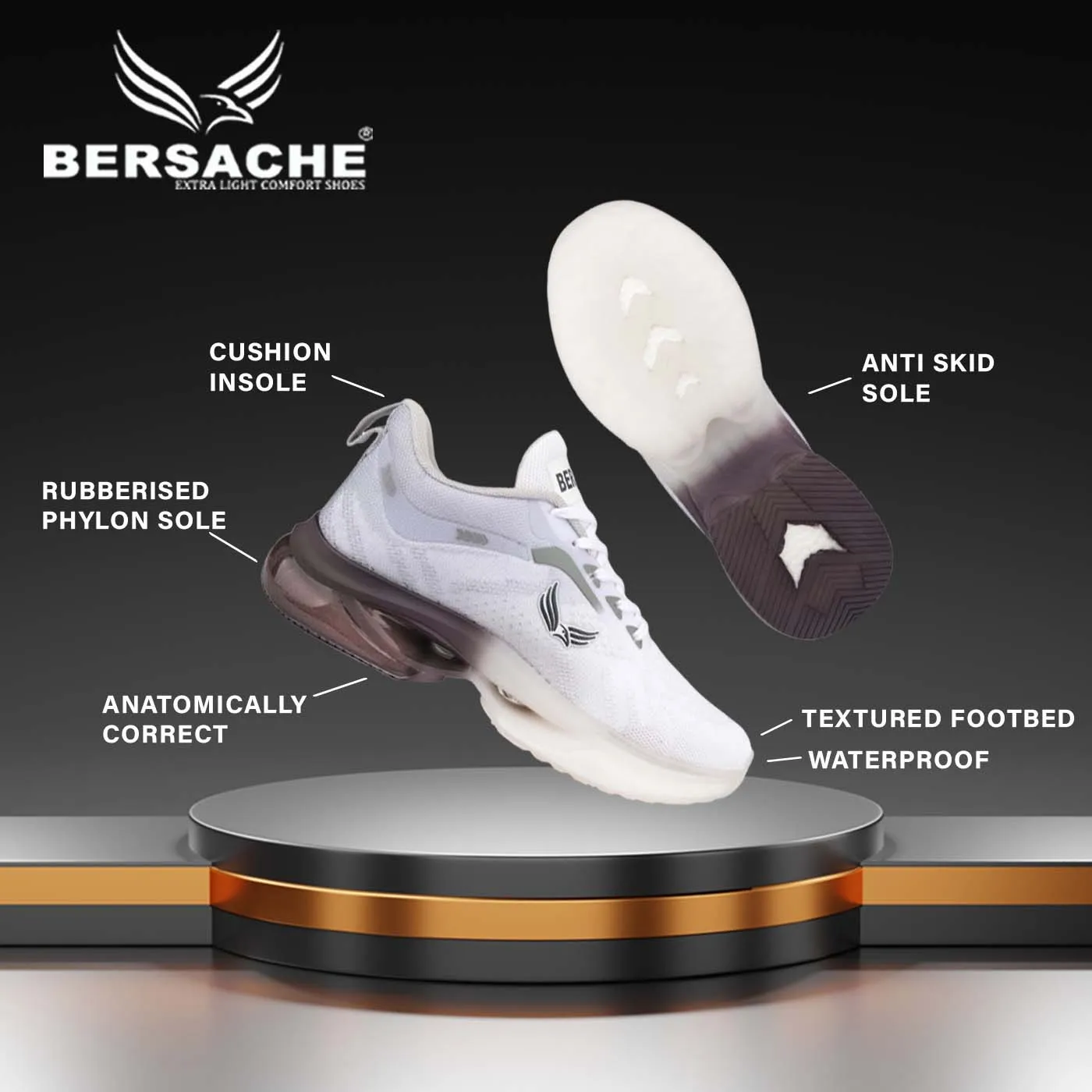 Bersache Premium Sports ,Gym, Trending Stylish Running Shoes For Men  (9188-Black) Lion King Slippers