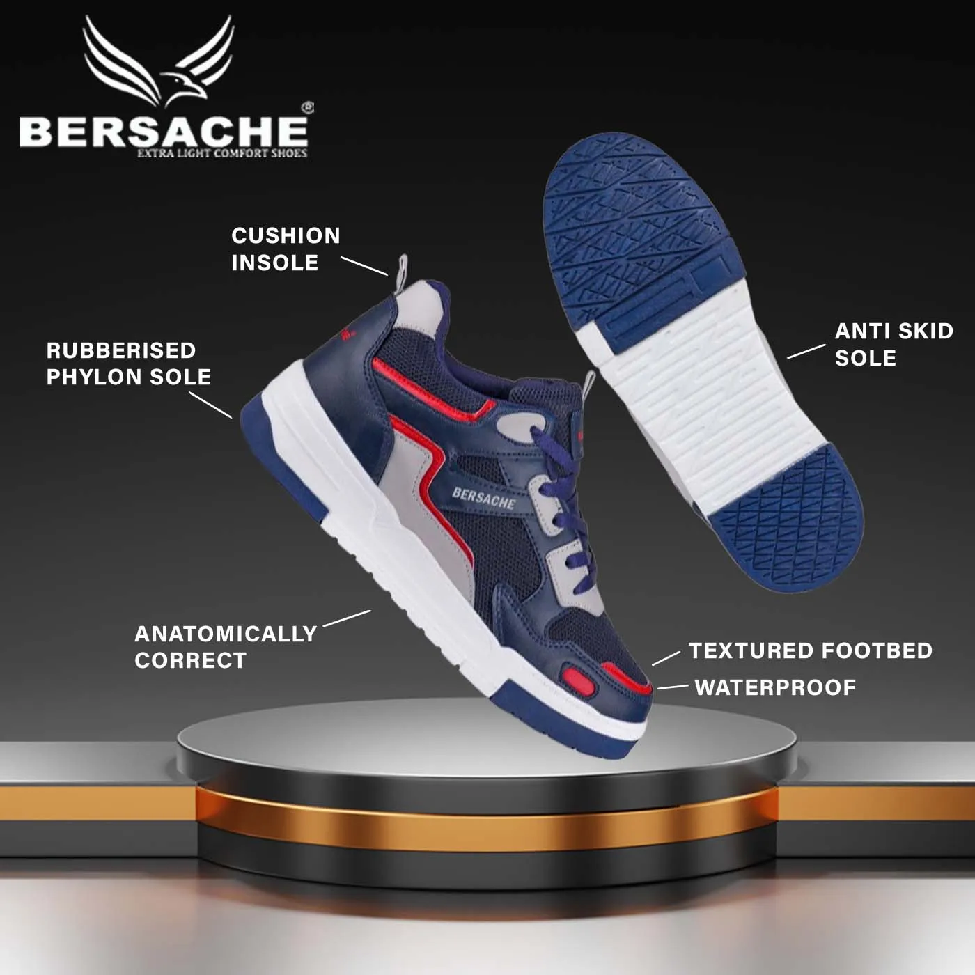 Bersache Sneaker, Loafers ,Casual With Extra Comfort Sneakers For Men   (9176-Blue) Slides Replica