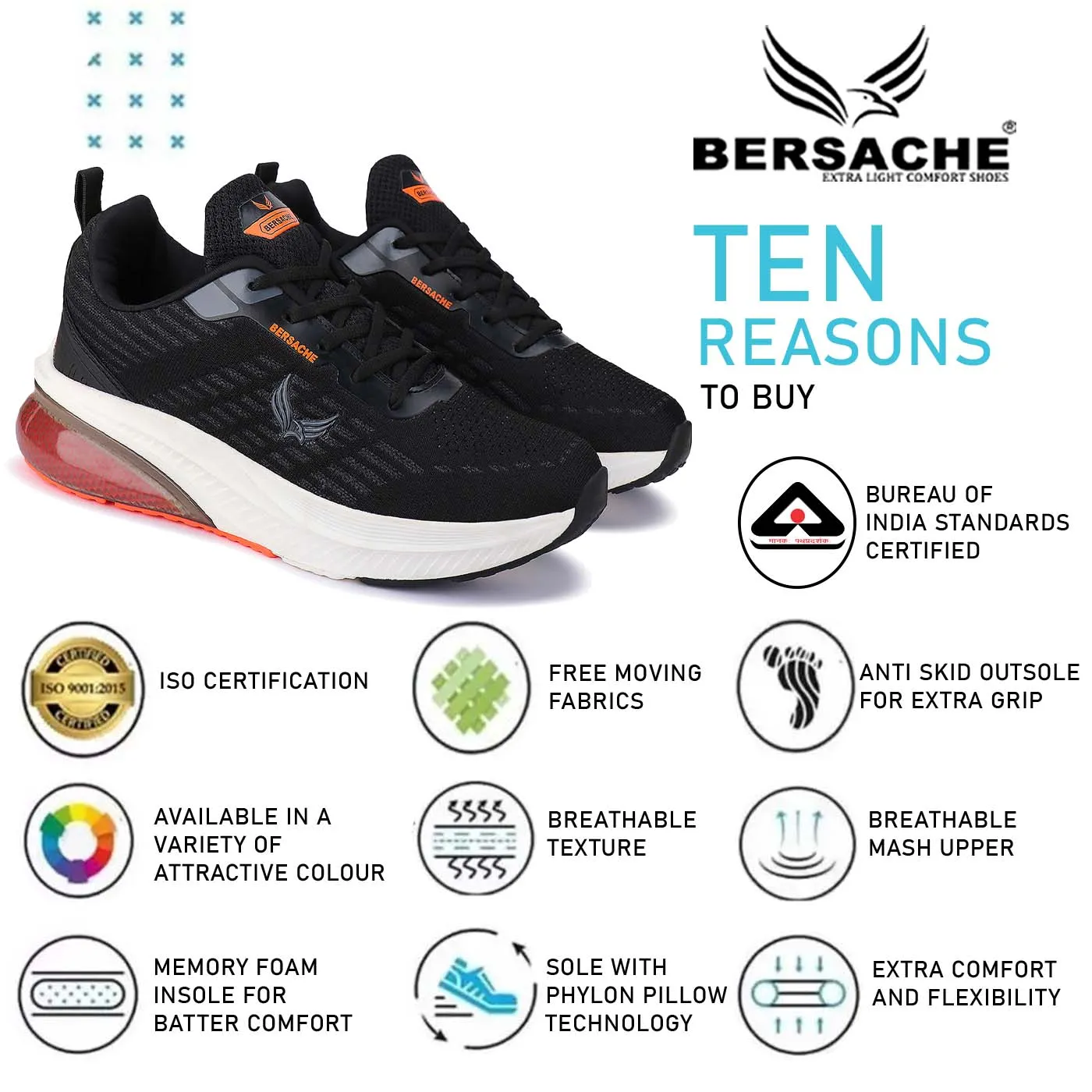 Bersache  Sports Running  Shoes For Men (Black) - 9074 Sheep By The Sea Slippers