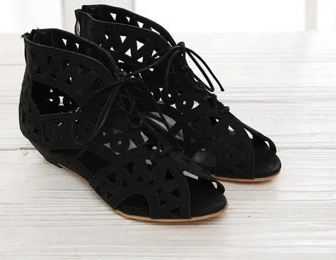 Big Size 31-43 Fashion Cutouts Lace Up Women Sandals Open Toe Low Wedges Bohemian Summer Shoes Beach shoes women AA516 Sandals Regency St Lucia