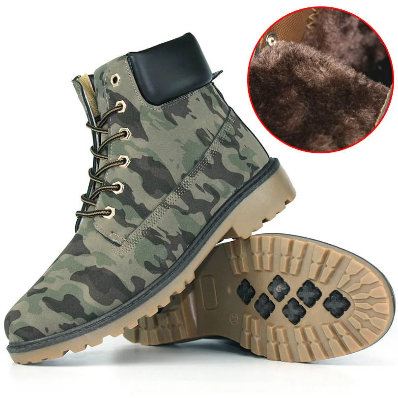 Straw Flat Shoes big size leather men boots winter man shoes ankle boot men's snow shoe martin cowboy autumn man fur velvet flats 1208