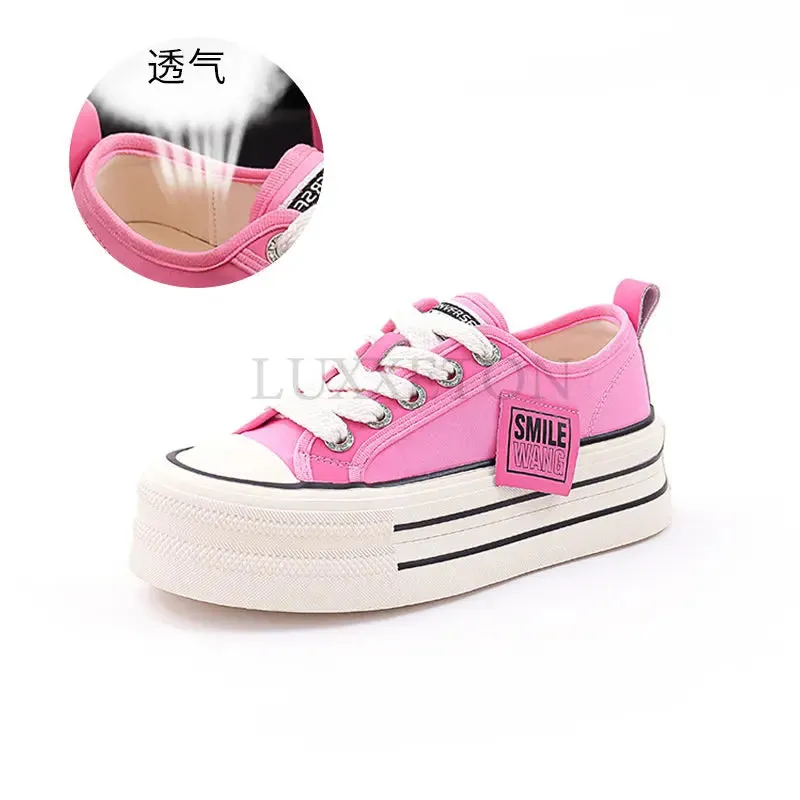 Basketball Sneakers For Flat Feet binfenxie  -  Canvas Shoes Women Spring Summer Casual Walking Platforms Vulcanized Shoes Ladies Fashion Chunky Sneakers Zapatos Para Mujer